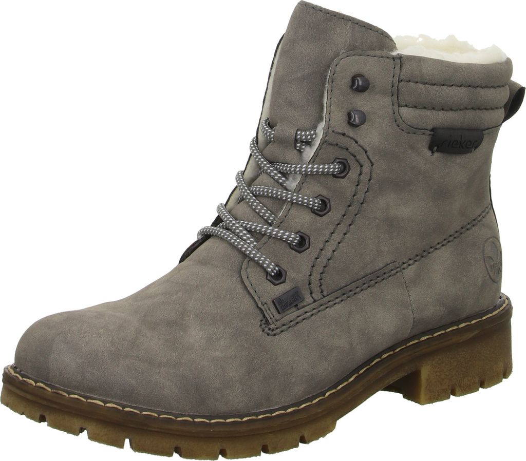 A single gray boot is shown against a white background.