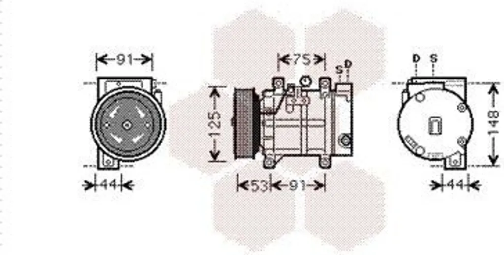 Compresseur de climatisation VAN Wezel 1300K259 pour circuit froid auto