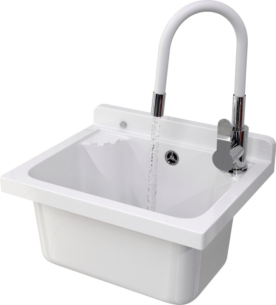 Granitan - Lavabo - Lavello - 42x34x24 cm - Bianco - con Immagine del prodotto 