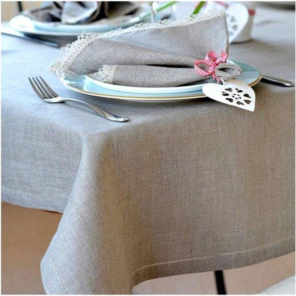 Luxus Tischdecke aus 100% Baumwolle - 143 x 250cm - Beige