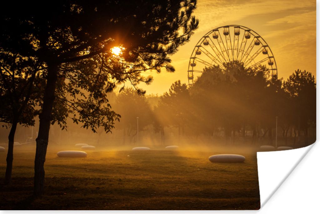 MuchoWow Poster Riesenrad bei Sonnenaufgang 90x60 cm - Schlafzimmer