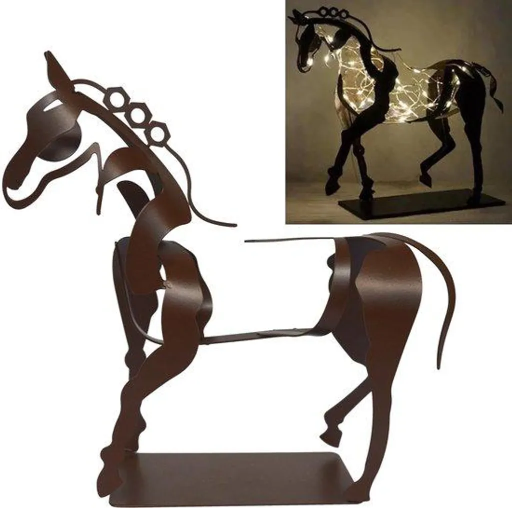 Statue de cheval vintage en fer forgé ajouré 3D décor de luxe pour salon
