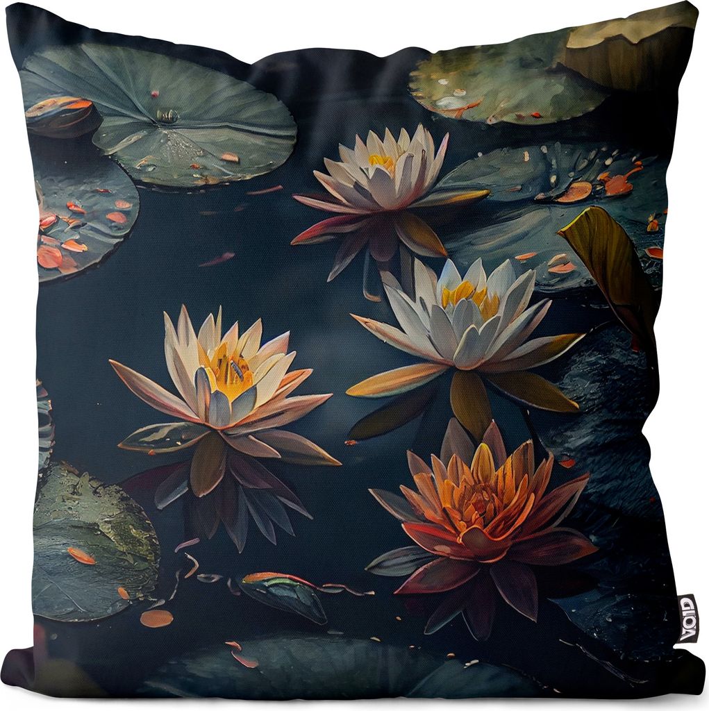 VOID Teichrosen Rosen Seerose Garten Kissenbezug Kissenhülle Polyester wasserfest Outdoor Indoor