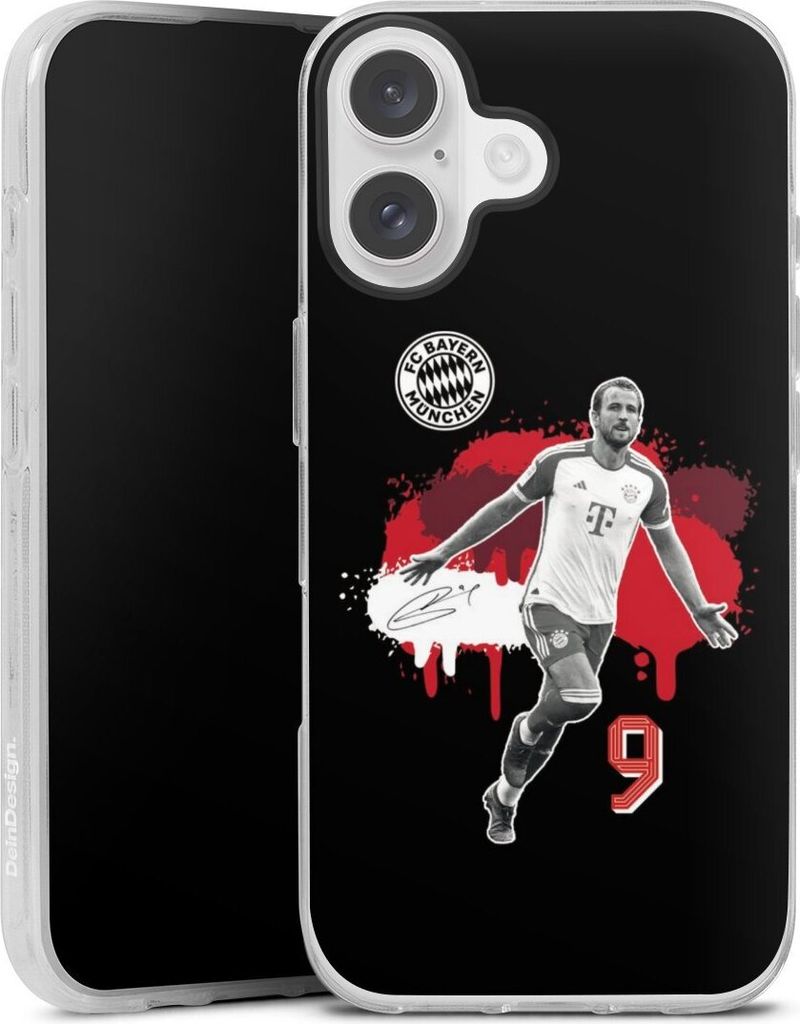 DeinDesign Handyhülle für Apple iPhone 16 Silikon Hülle Case Smartphone Schutzhülle FC Bayern München Offizielles Lizenzprodukt Harry Kane