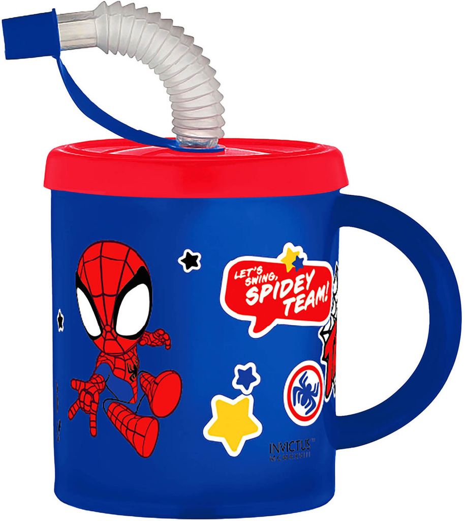 Trinkbecher Spidey 210ml mit Strohhalm Produktbild 