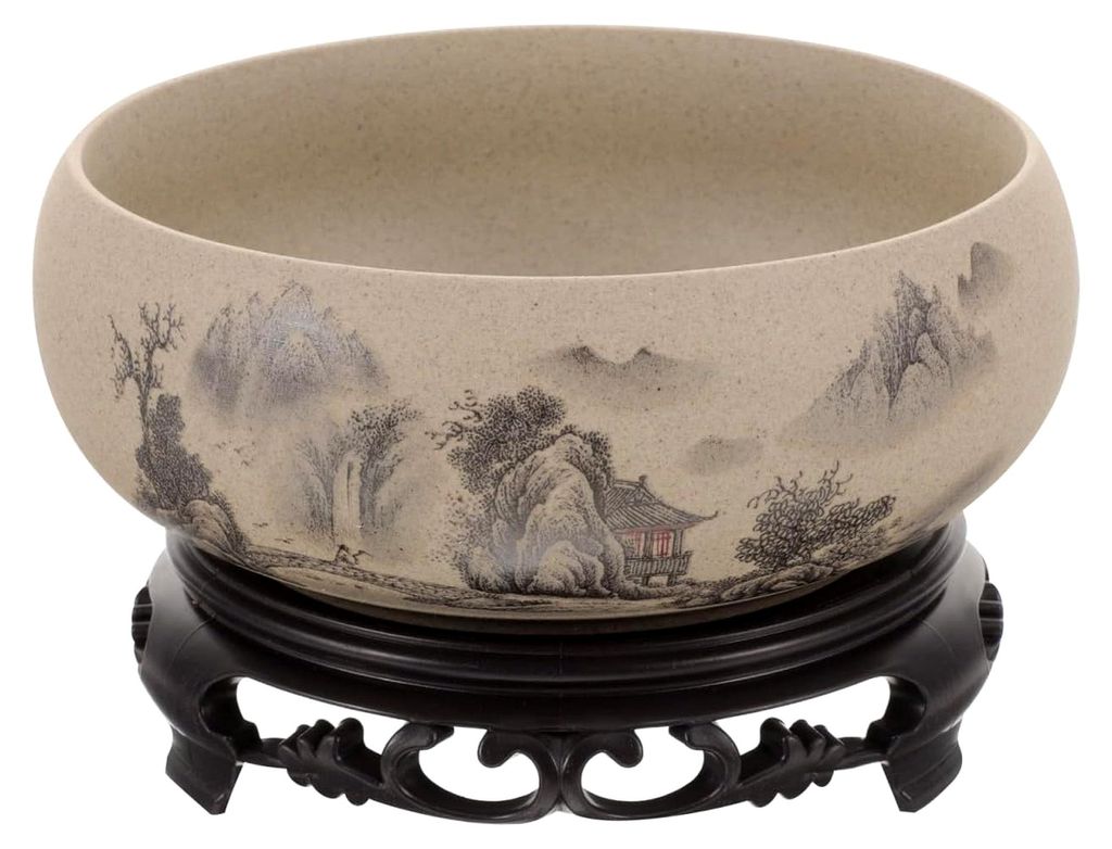 Keramik Blumentopf Mit Chinesischem Blaumalerei Design 7.2X6.7 Zoll Hydrokultur Pflanzschale Ohne Löcher Mit Basis Für Bonsai Und Wasserpflanzen ...