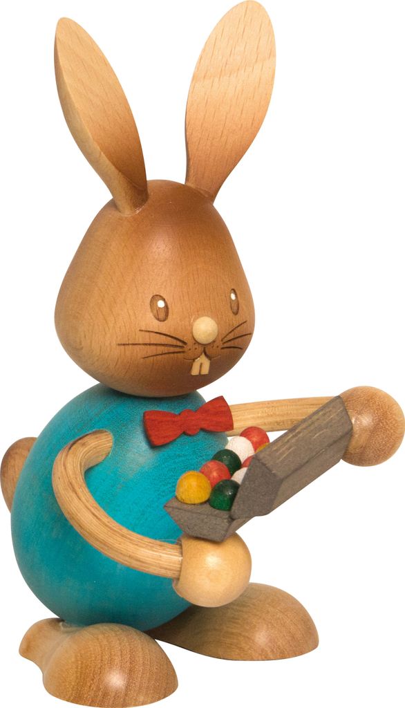 Drechslerei Kuhnert - Dekofigur Hase Stuspi mit Eierschachtel - Größe ca. 11cm - 52232