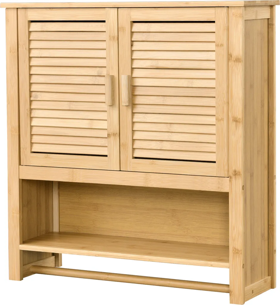 Armoire de salle de bain Tyresö en bambou avec porte-serviettes 66x62cm