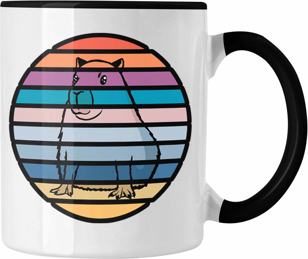 Trendation - Tasse mit Capybara-Motiv Geschenk für Capybara Liebhaber Geschenkidee (Schwarz)