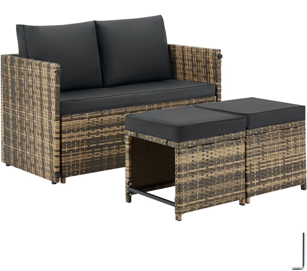 tectake 2 v 1 ratanový lounge set pohovka sedací souprava Obrázek produktu 