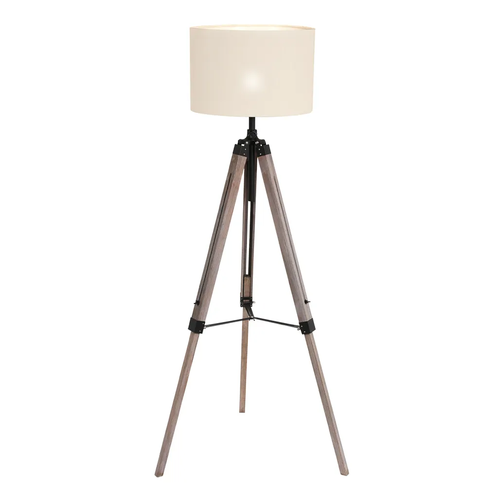 Grand Lampadaire Trépied Triek en Lin Blanc Ø 75cm Mexlite E27 7176ZW