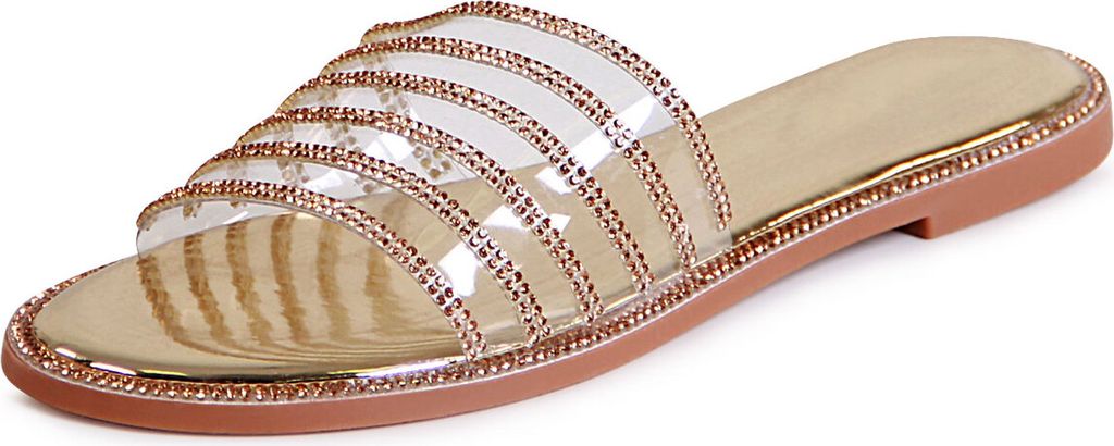 topschuhe24 2112 Damen Glitzer Pantoletten Sandalen , Farbe:Gold, Größe:40 EU