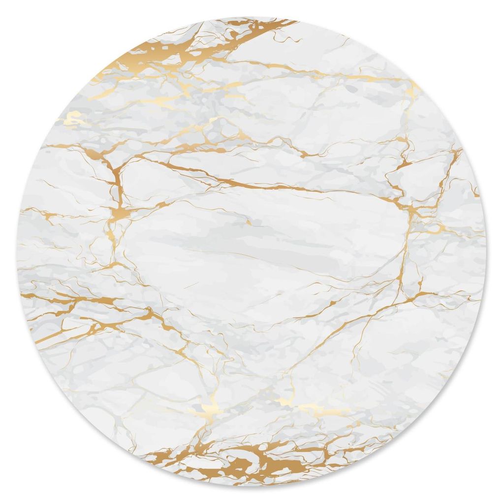 Mauspad in Marmoroptik | Ø 22 cm rund | Mauspad in Gold, Weiß und Grau | Standardgröße, rutschfest | Schlicht und modern | Granitoptik | dv611