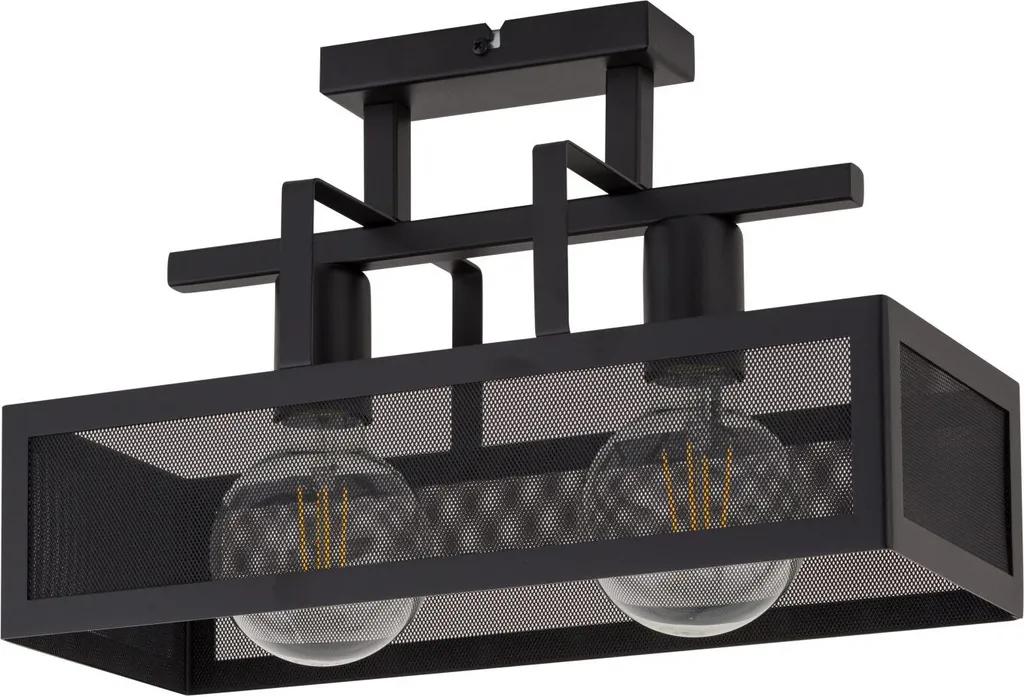 Plafonnier Albert 2xE27 15W Métal Noir Luminaire Décoratif Haute Qualité