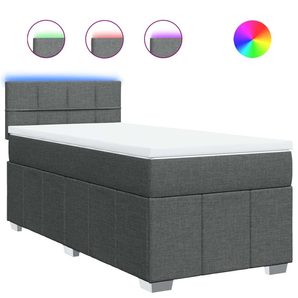 SYFAX Boxspringbett mit Matratze Dunkelgrau 100x200 cm Stoff