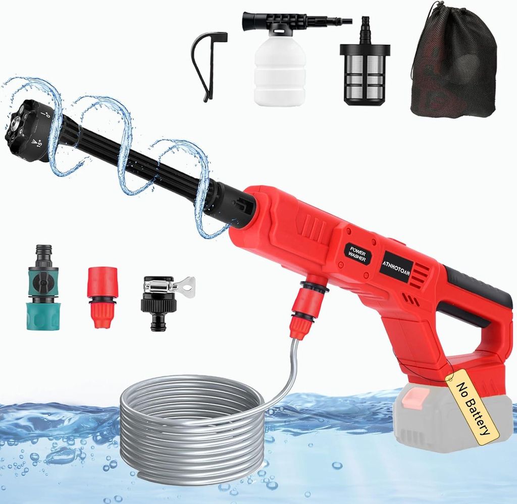 Akku Hochdruckreiniger 1000PSI, Mobile Akku-Hochdruckreiniger mit 6-In-1 Multifunktionale, Mobiler Hochdruckreiniger für Autos,Terrasse,Fenst