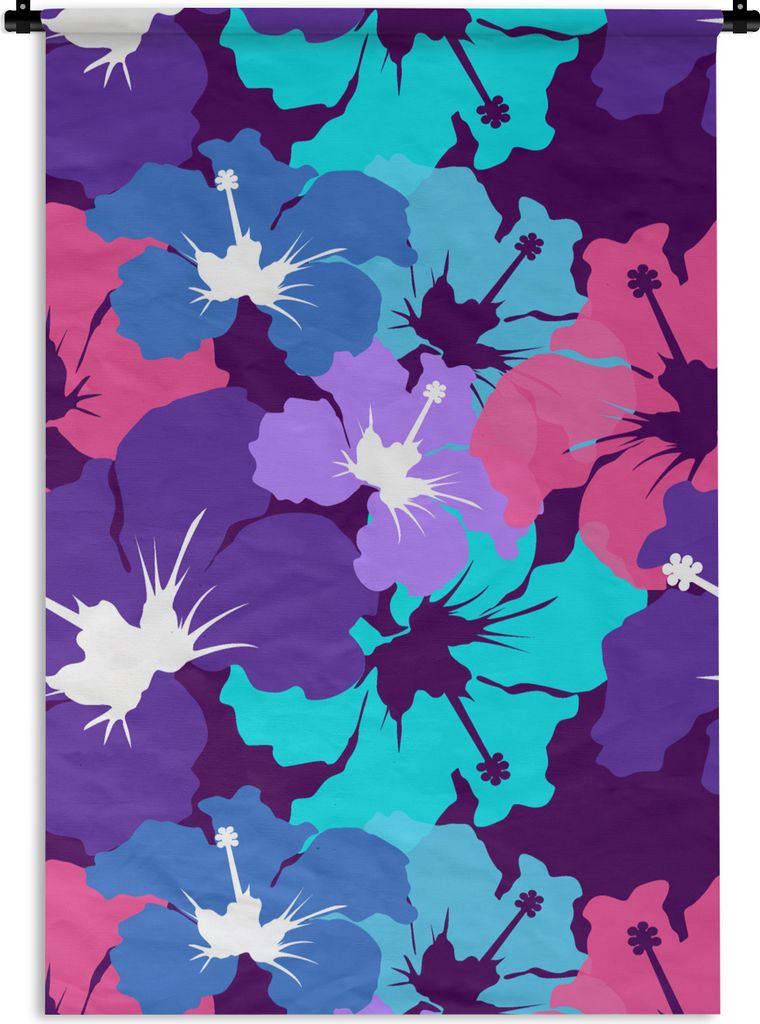 MuchoWow Wandteppich Wandbehang Tropisch - Blumen - Hawaii - Muster 90x135 cm Tapisserie Dekoration Wandtuch - Baumwolle - Wandskulptur
