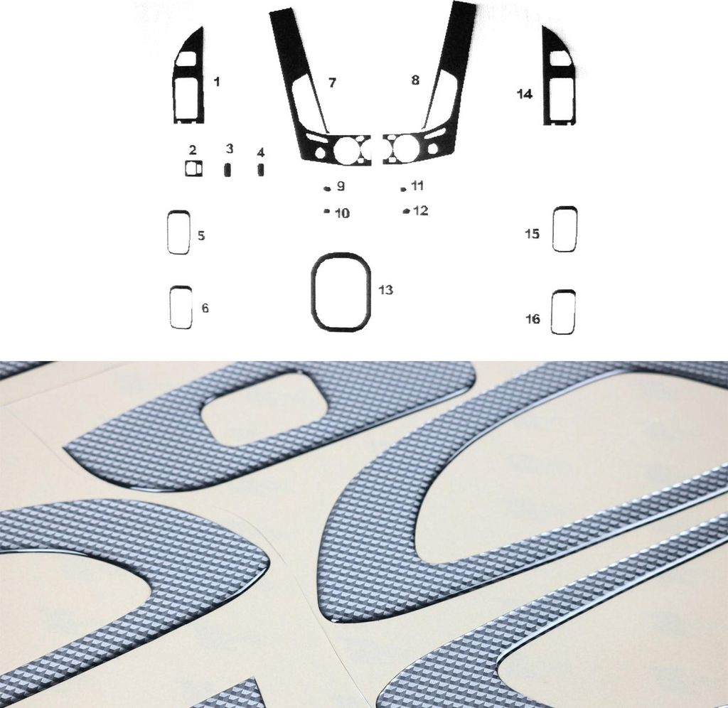 Innenraum Dekor Cockpit für Mitsubishi L200 2007-2014 Carbon Optik 16tlg