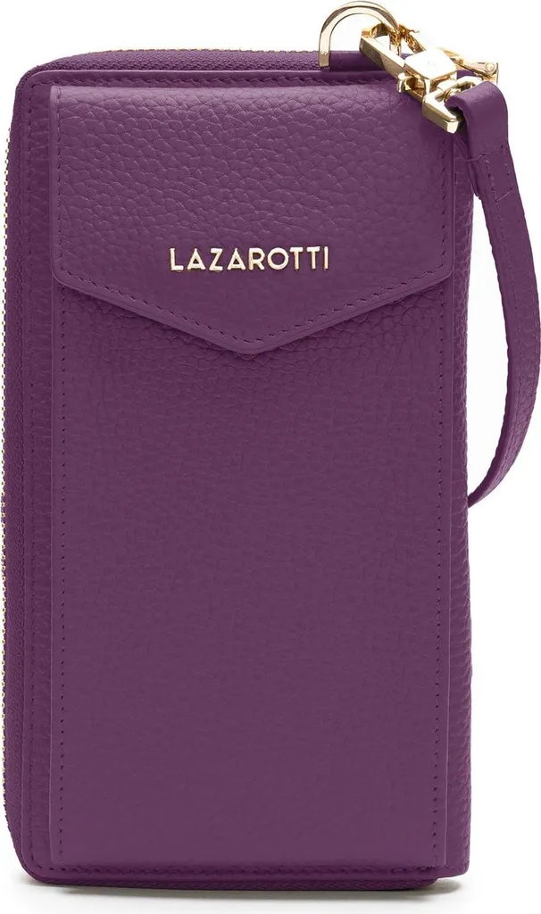 Lazarotti Pelle portafoglio borsa a tracolla Bologna Leather Zip Around Wallet With Phone Pocket Purple porpora