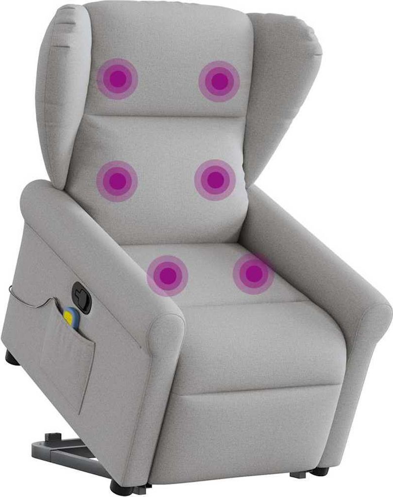 Massagesessel mit Aufstehhilfe Wolkengrau Stoff