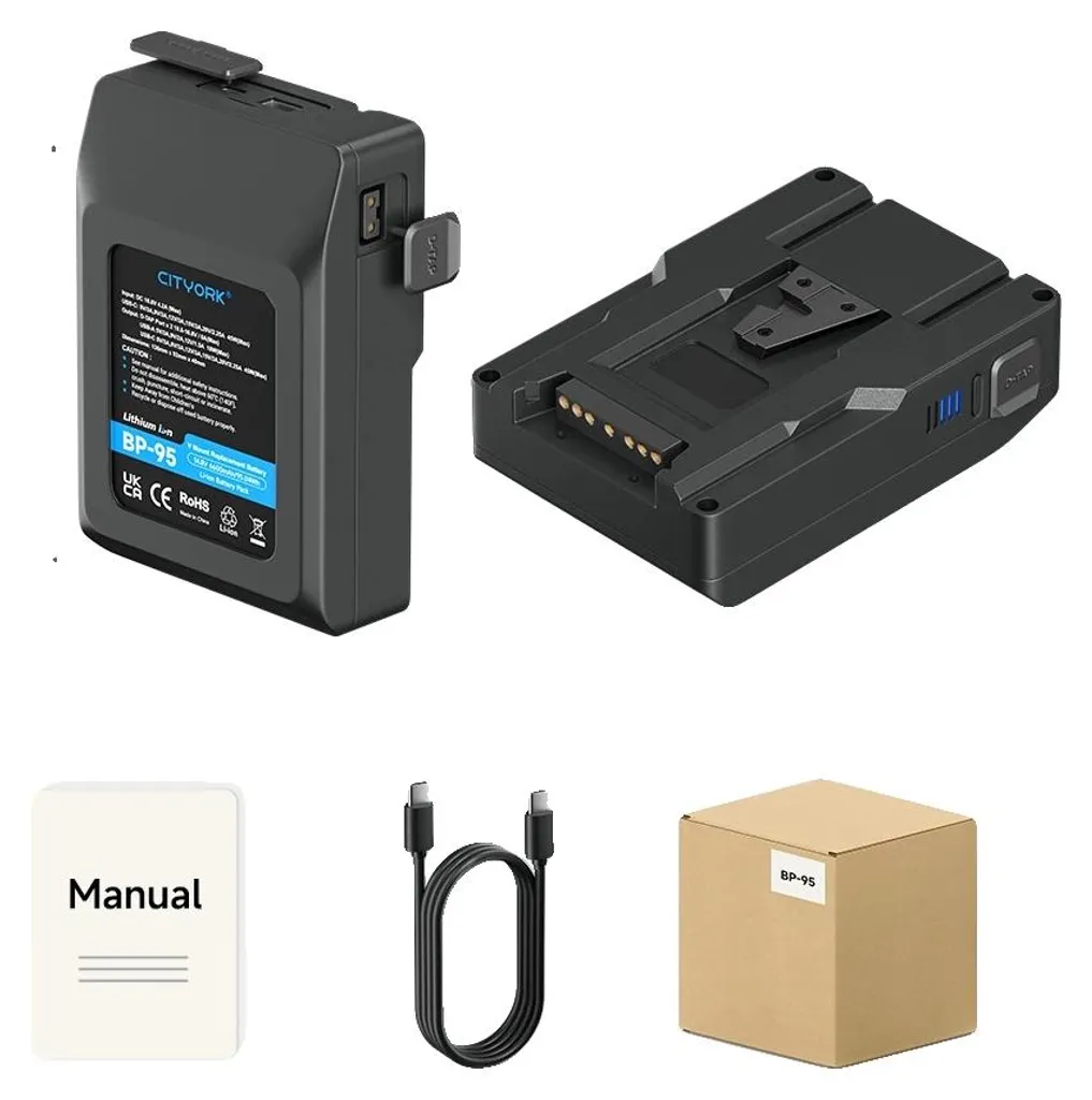 Batterie V-Mount BP-95 6600mAh Haute Capacité pour Caméra Vidéo