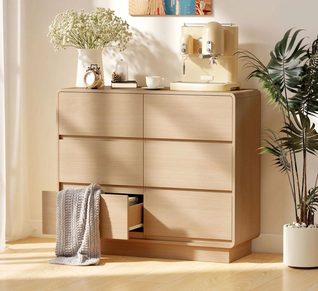 Sideboard, Kommode, Buffetschrank mit 6 Schubladen, Kommode für Küche, Wohnzimmer, Esszimmer, 100 cm