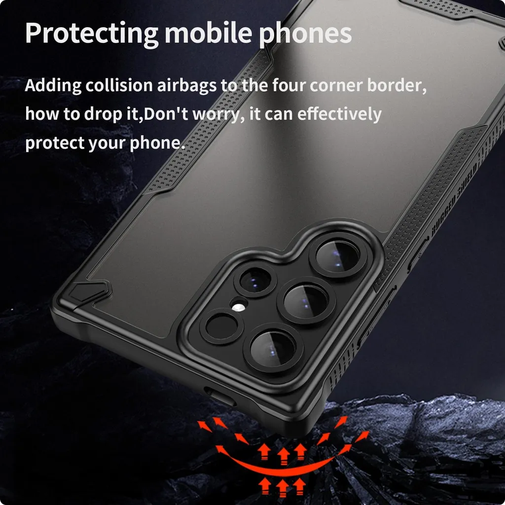 Cover Samsung S24 Ultra Phonesta Nero Semi-Trasparente Armor Antiurto - 4