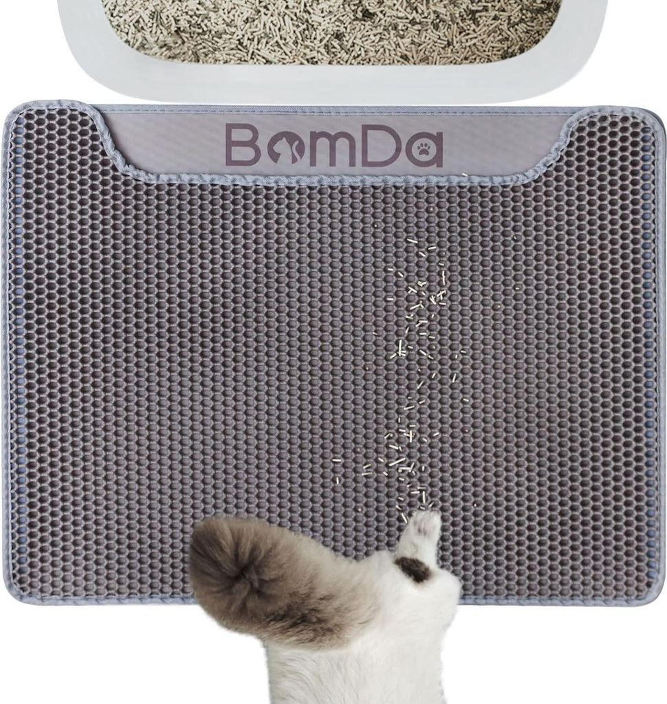 Katzenstreumatte - Waben-Design - Wasserdicht - Grau - 58 x 43 cm