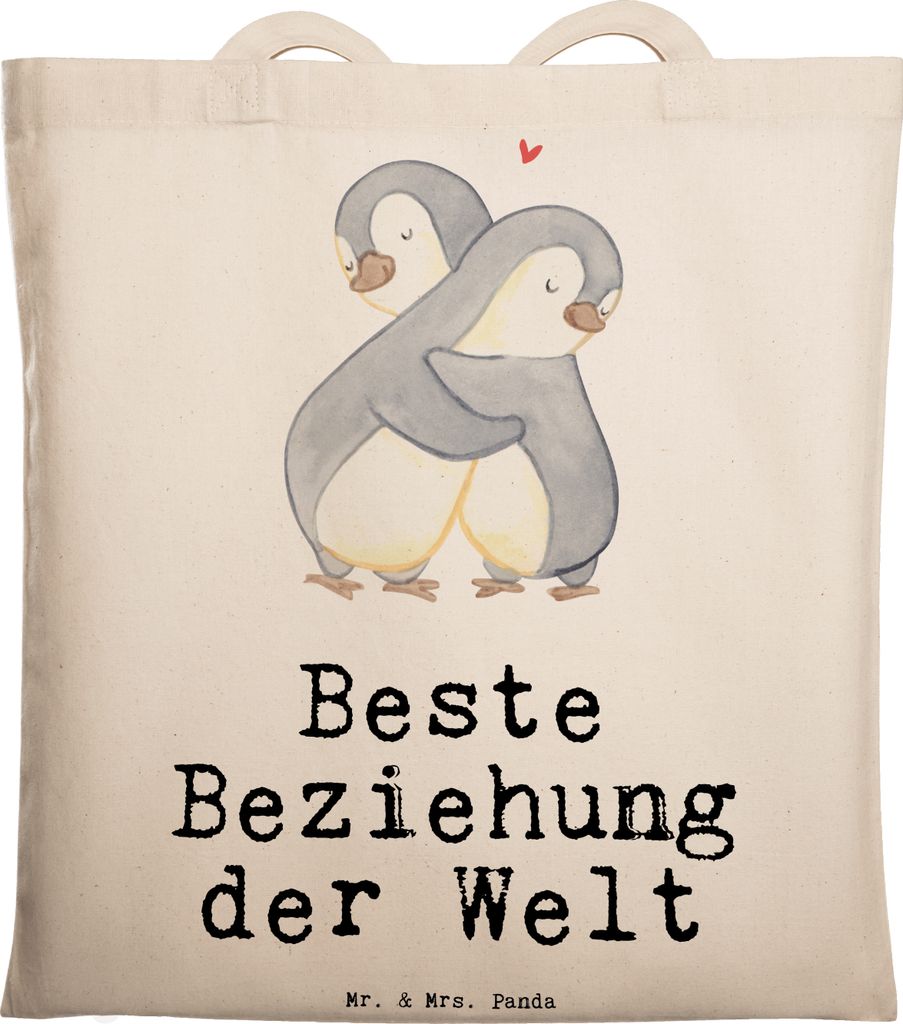 Mr. & Mrs. Panda Schultasche Pinguin Beste Beziehung der Welt - Transparent - Geschenk, Geschenkidee, Einkaufstasche, Liebe, Büchertasche, Zusamme...