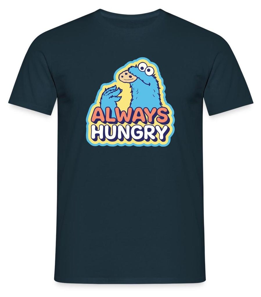 Spreadshirt Sesamstraße Krümelmonster Design Always Hungry Männer T-Shirt, S, Navy