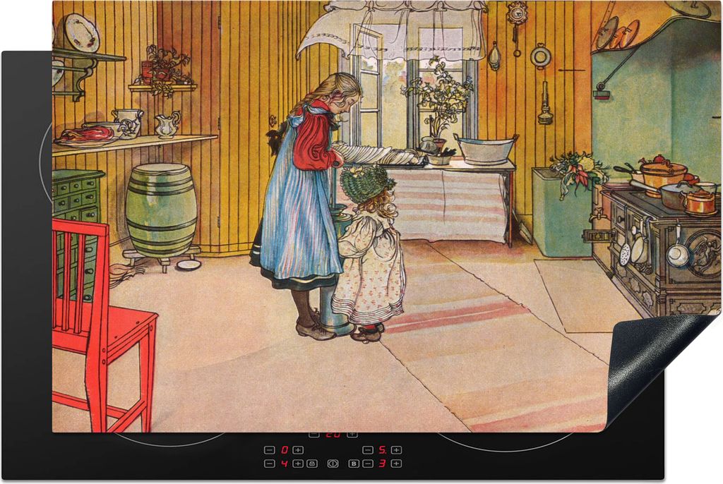 KitchenYeah Herdabdeckplatte Die Küche eines Hauses - Carl Larsson , 81x52cm, Küche Deko, Glaskeramikfeld Herdabdeckung, Abdeckplatte fùr Koch...