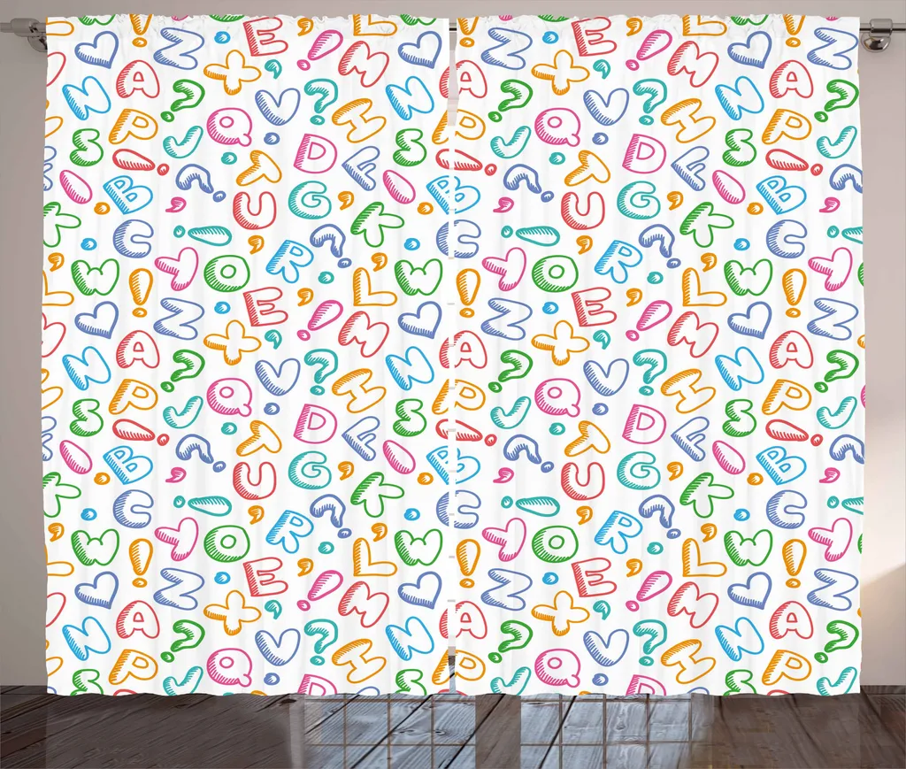Set Tende ABAKUHAUS 280x175 cm | Alfabeto Multicolor Rustico