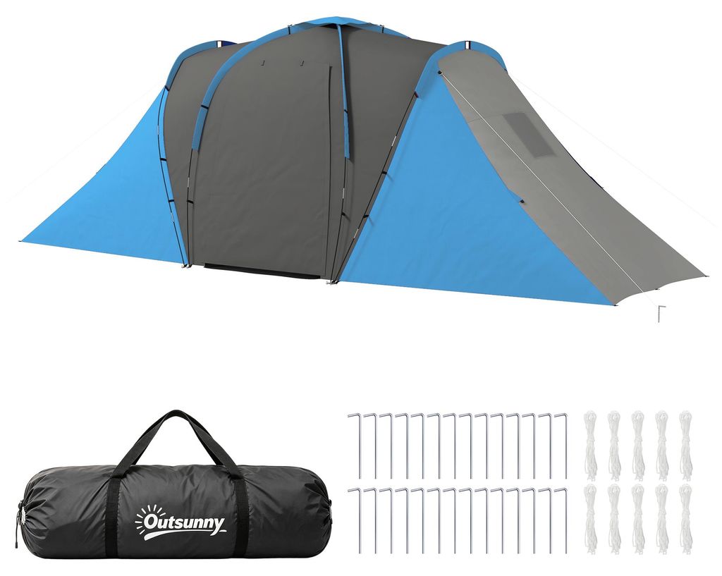 Outsunny tunnel tent, campingtent voor 4 personen, met 2 Productafbeelding 