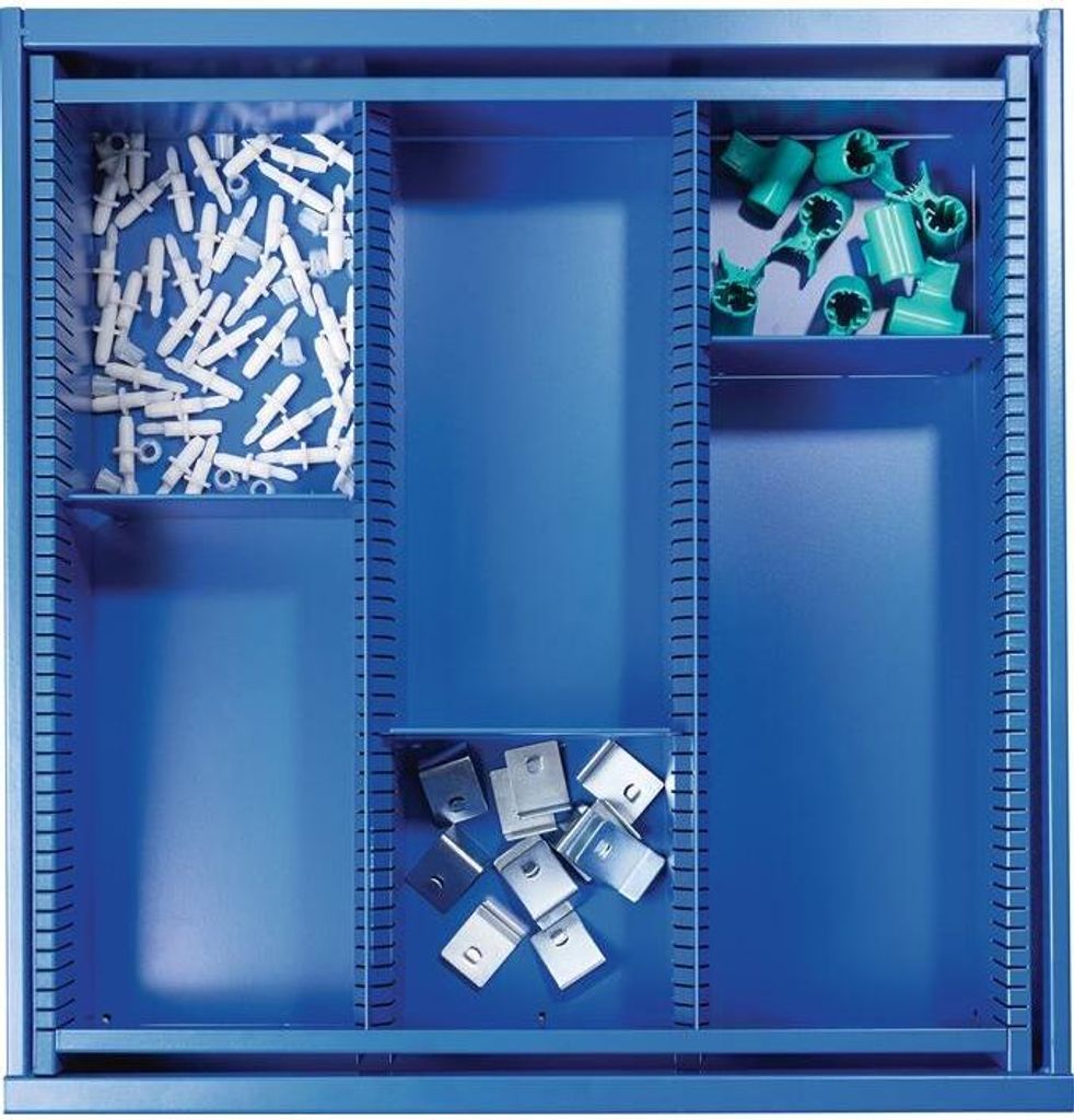 Schubladenunterteilungsmaterial BK 600 Front-H.140mm 2 Längs-/3 Querteiler