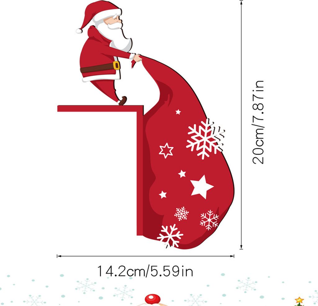 Cartoon Weihnachtsmann Geschenktüte Wandaufkleber Weihnachtsgeschenke Wohnzimmer Hintergrund Home Dekoration Holz Festival Neujahr Tapete
