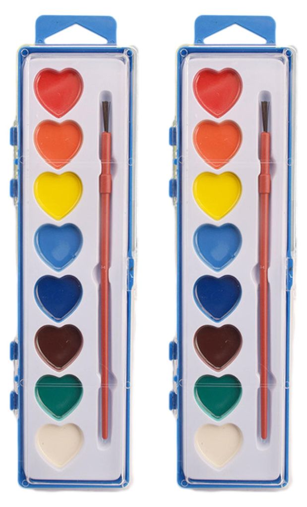 8-Farben-Herz-Aquarellfarben-Set, abwaschbare Wasserfarben mit Pinsel, Valentinstagsgeschenk für Kunstaktivitäten, Malpartys und Bastelzubehör