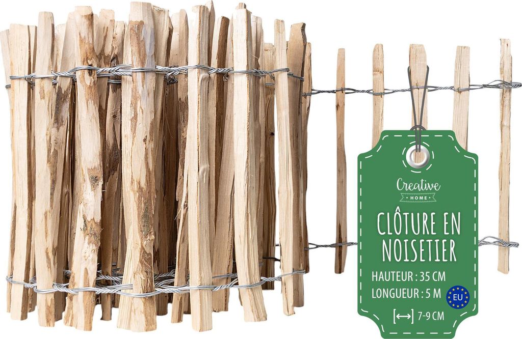 Creative Home Clôture en Bois de Noisetier - 35 cm x 5 m  Image du produit 