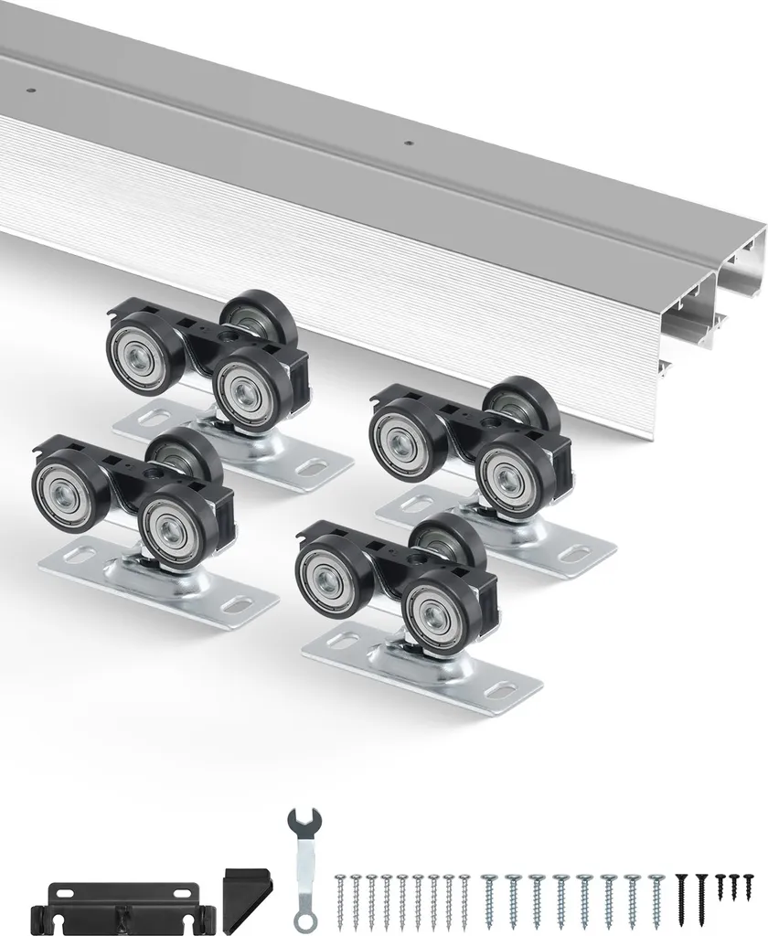 Solution gain de place : kit rail aluminium pour portes doubles 68 kg