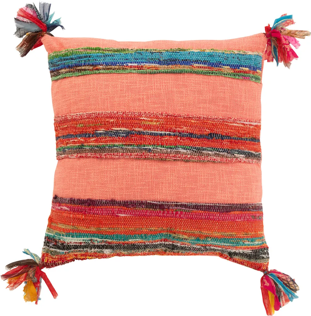 Coussin Rose pour Salon et Chambre J-Line Chindi Confortable et Doux