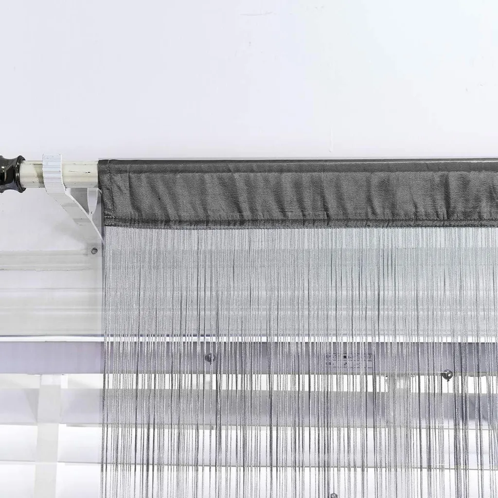 Rideau de porte gris à fils spaghetti perlé 90x200 cm pour intérieur