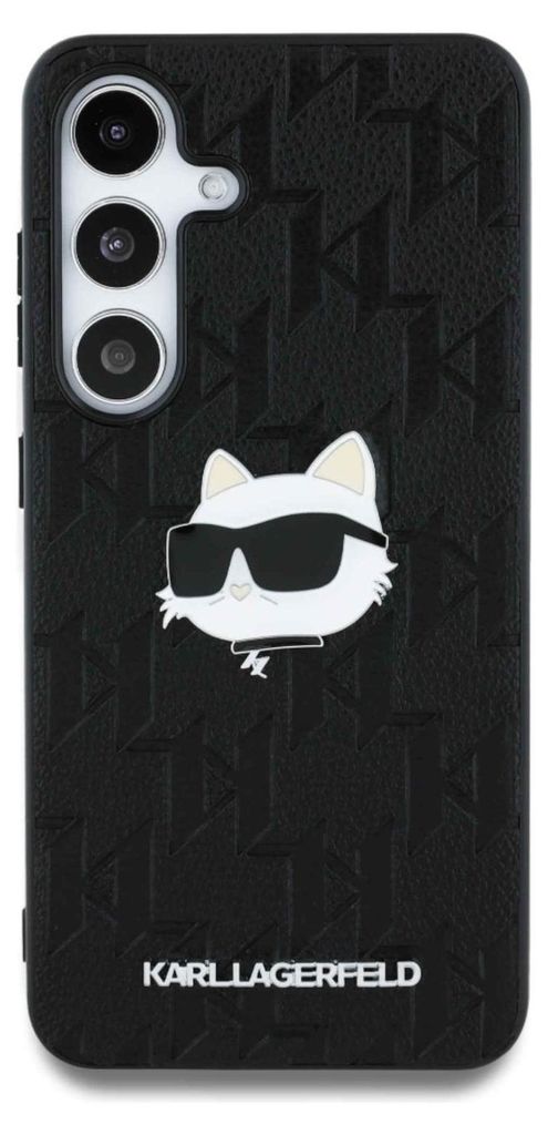 A black phone case with a Karl Lagerfeld Choupette Head design.