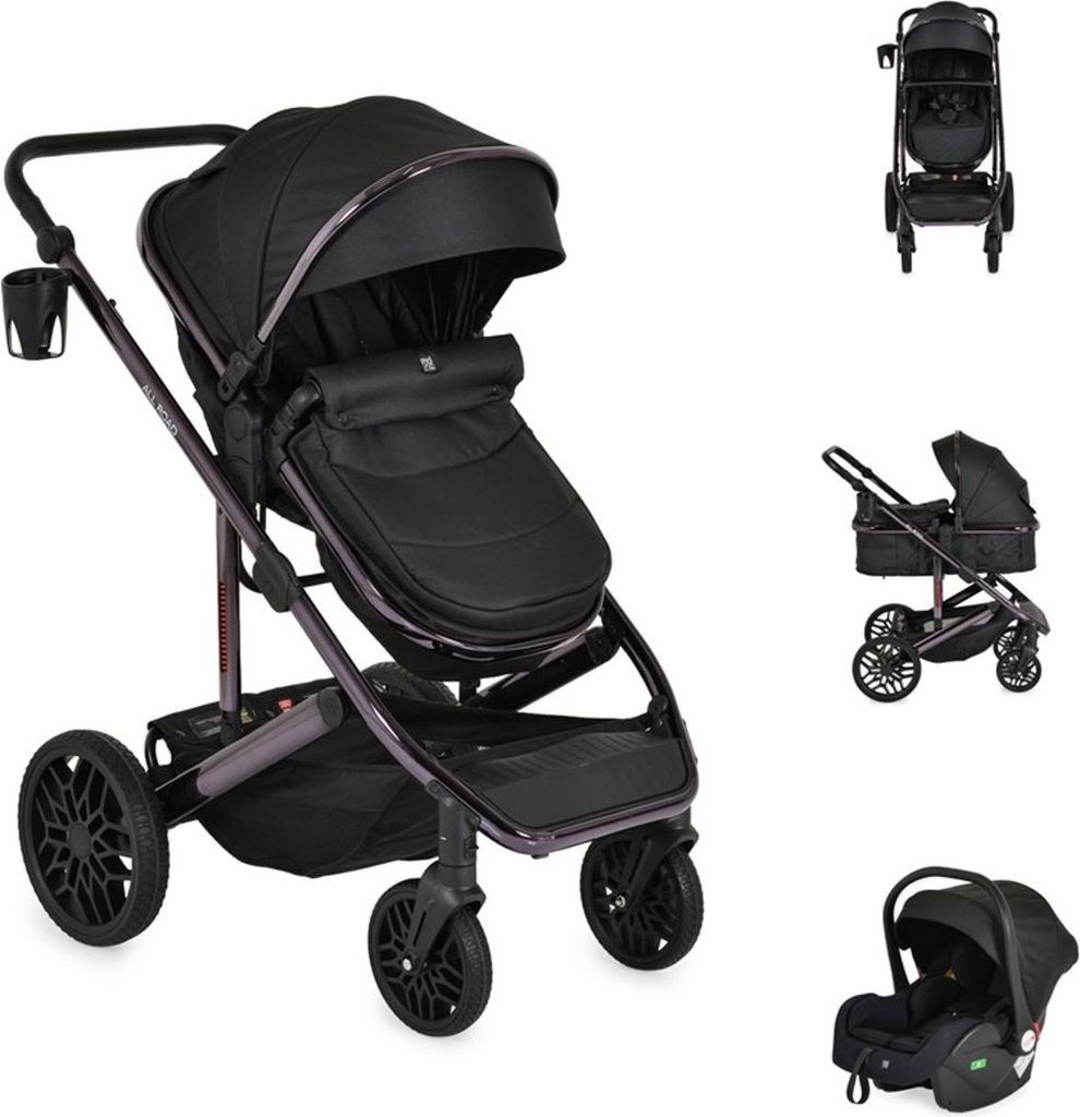 Moni Kombikinderwagen 3 in 1 all Road umbaubar Babyschale Sportsitz Tragetasche schwarz