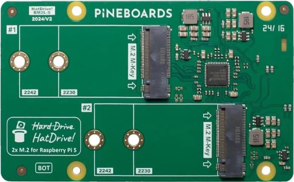 Pineboards Dual HatDrive! Raspberry Pi 5 - Modulo PCIe RAID
