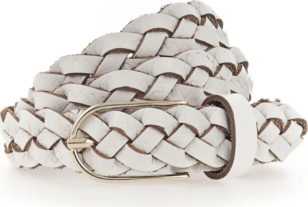 Vanzetti Pelle cintura Braided Women's Belt W105 White bianco