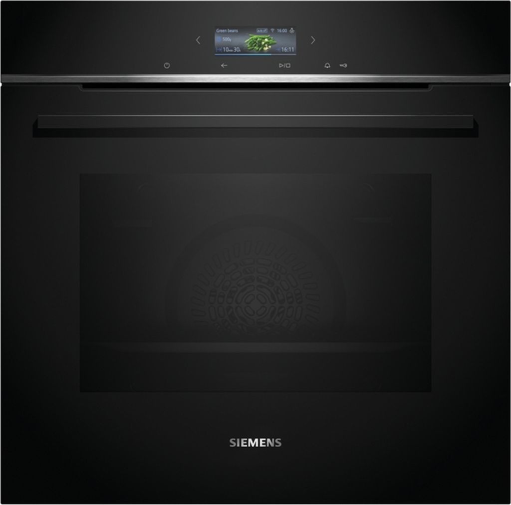 Siemens iQ700, Einbau-Backofen, 60 x 60 cm, Schwarz, Edelstahl HB734G1B1 Frontansicht geschlossen
