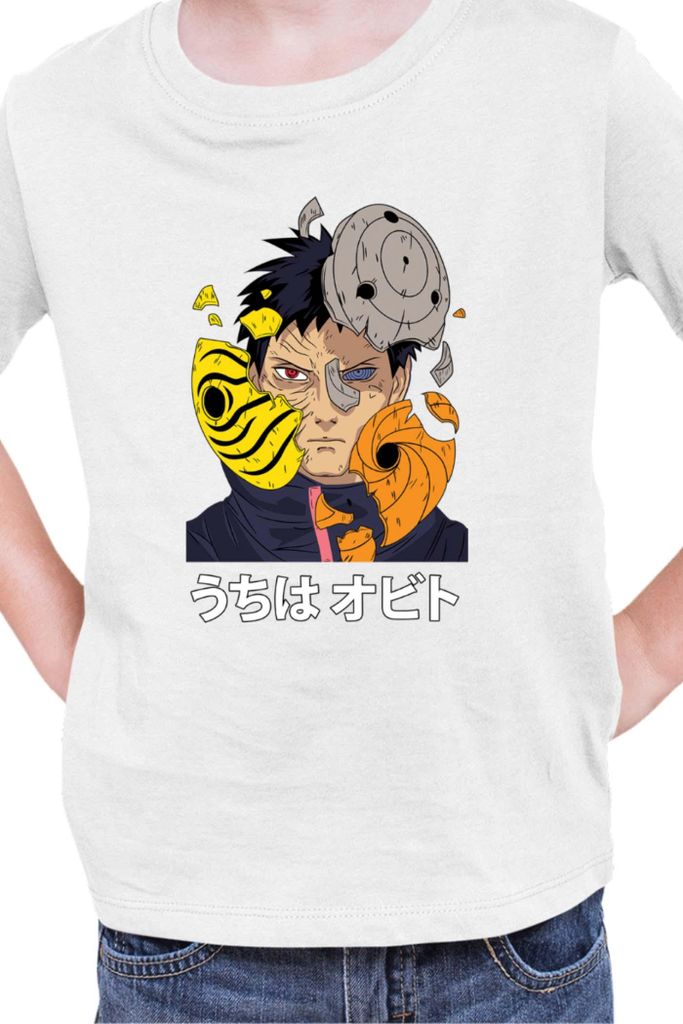 Kinder T-Shirt Naruto Obito Uchiha 02, 9-11 Jahr - 140 / Weiß