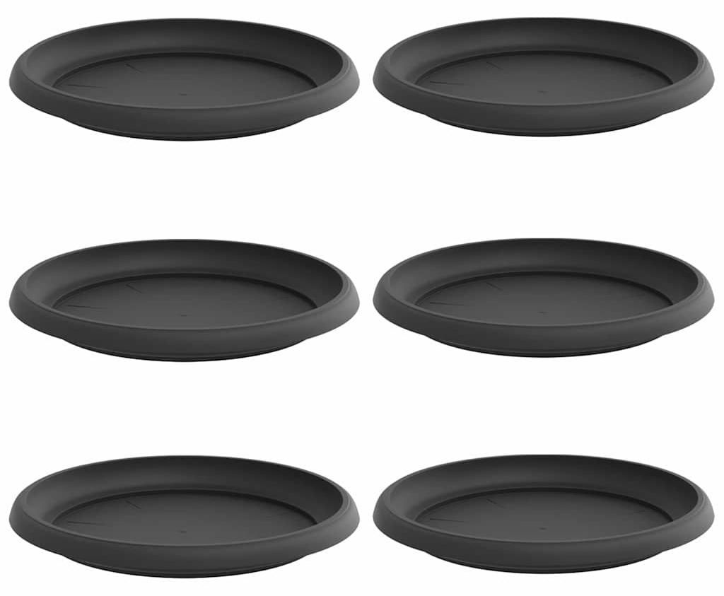 Runde Blumenplatte 6 pcs Schwarz Ø 14 x 2 cm Kunststoff