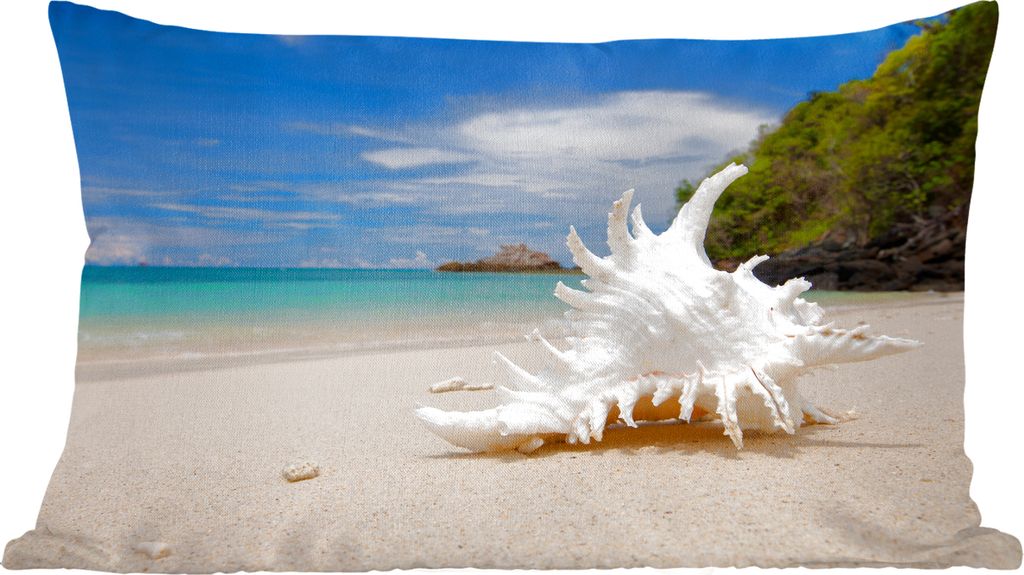 MuchoWow Zierkissen Sofakissen Wohnzimmer Dekokissen 50x30 cm Muscheln - Strand - Tropisch - Wohnzimmerdekoration - Polster mit Photo
