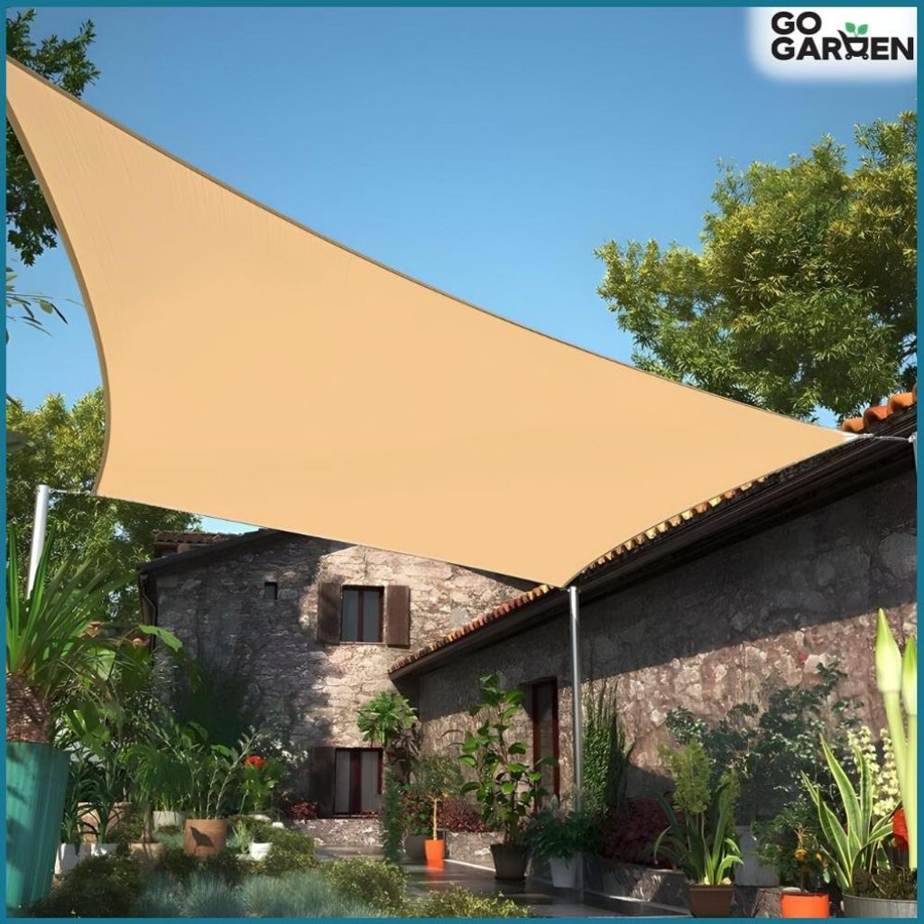 Zolta Wasserdichtes Dreieck Sonnensegel 3.6x3.6x3.6m  UV Schutz Beige Fr  Terrasse, Garten & Balkon
