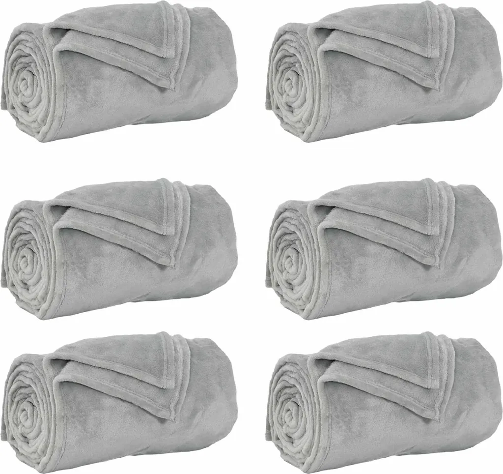 vidaXL Coperte 6 pezzi grigio 130 x 150 cm in pile - 1